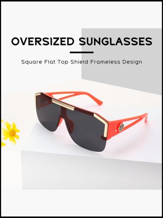 Square Oversized Sunglasses with Flat Top Shield One Piece Lens main image 7